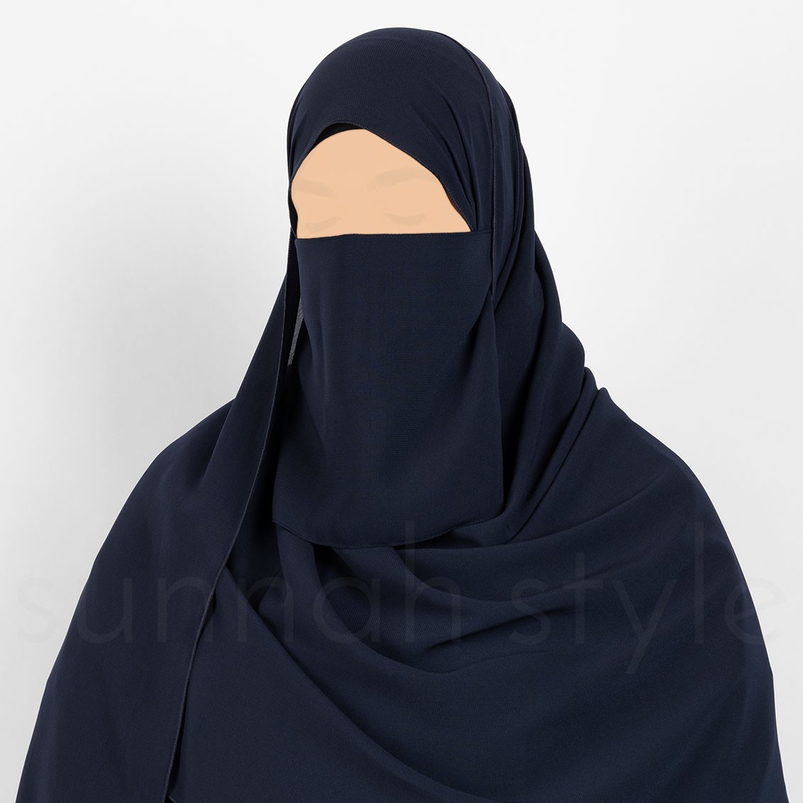 Sunnah Style Short Elastic Half Niqab Navy Blue